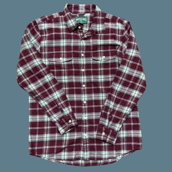 American Eagle Outfitters Other - American Eagle Vintage Maroon Tan Plaid Button Front Flannel Men's Size Large